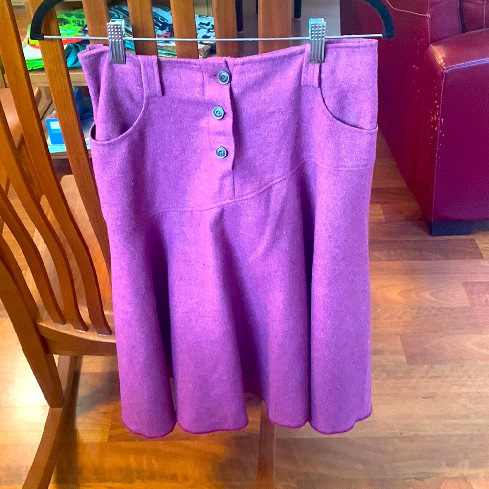 Pink wool A-line skirt